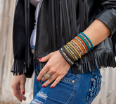 American West Braided Black Leather Sterling Silver Wrap Bracelet One Size